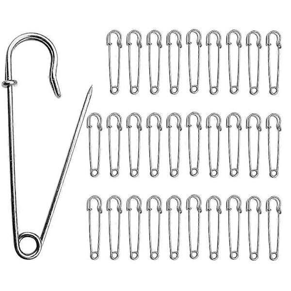 Säkerhetsnålar, kraftiga filtnålar 30 st, robust säkerhetsnål för filtar hantverk kjolar kilts (silver)