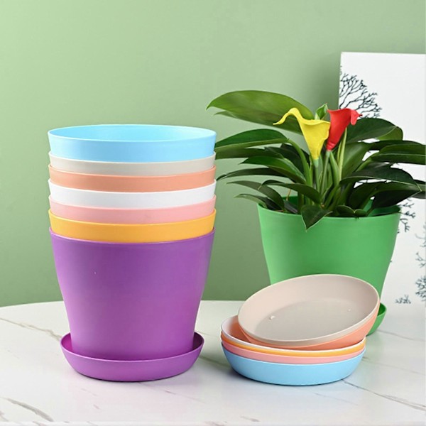 2 st Blomkruka med Fat Stor Öppning PP Dräneringshål Växtbehållare för Balkong Light Orange S
