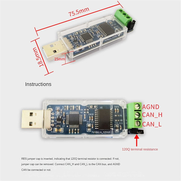 CANable USB till CAN-modul Canbus Debugger Analyzer Adapter CAN Isolerad Version CANABLE PRO
