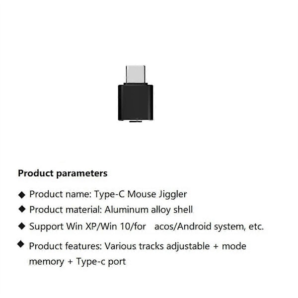 USB C Mus Jiggler Odetekterbar Automatisk Typ C Musrörare 3 Jiggle-lägen Drivrutinsfri för att Hålla Datorn Vaken Silver