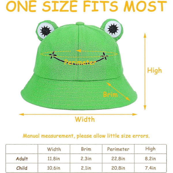 Grodhatt Hink Solhatt För Kvinnor Grod Hinkhatt Sommar Utomhus Vikbar Andningsbar Hinkhatt För Kvinnor-Grön-Barn: 51-53 Cm