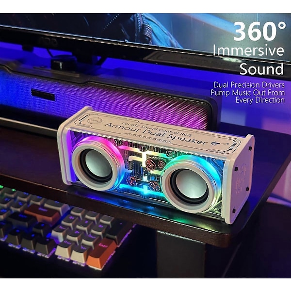 Läpinäkyvät Mecha-kaiuttimet, Bluetooth-yhteensopiva 5.0, 1800 mAh, juhliin (valkoinen)