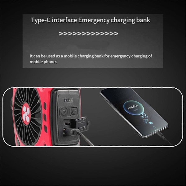Kannettava retkeilytuuletin valolla, monitoiminen ulkokäyttöön tarkoitettu taskulamppu USB-latauksella, ripustettava telttavalo, sininen