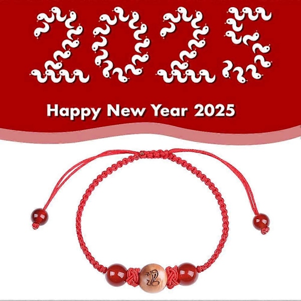 2025 Rött Snöre Rött Rep Armband Justerbart Ormmönster Lyckosamt Skydd