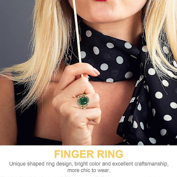 1 st Dekorativ Fingerring Damring Smycken Handdekoration för Kvinna (Grön)