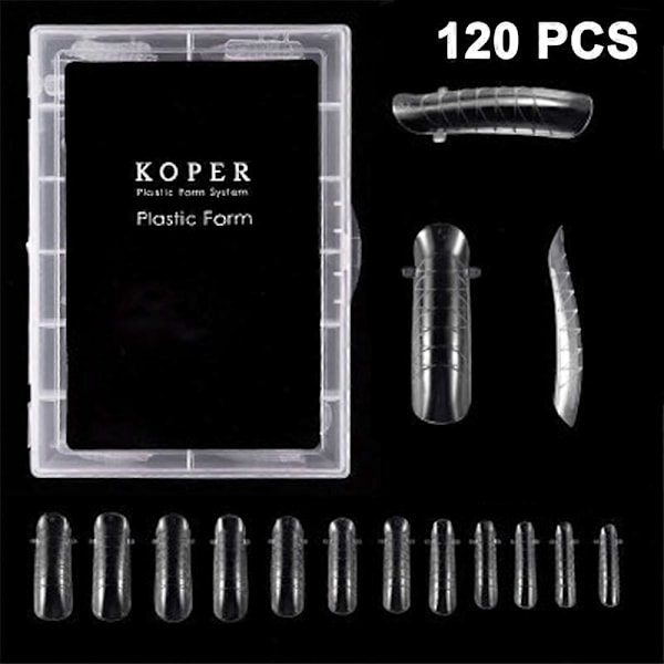 Förläng Gummi Nagelform|120 Stycken Kristallpansar Hjälp-Förlängd Plastpansar Form 02