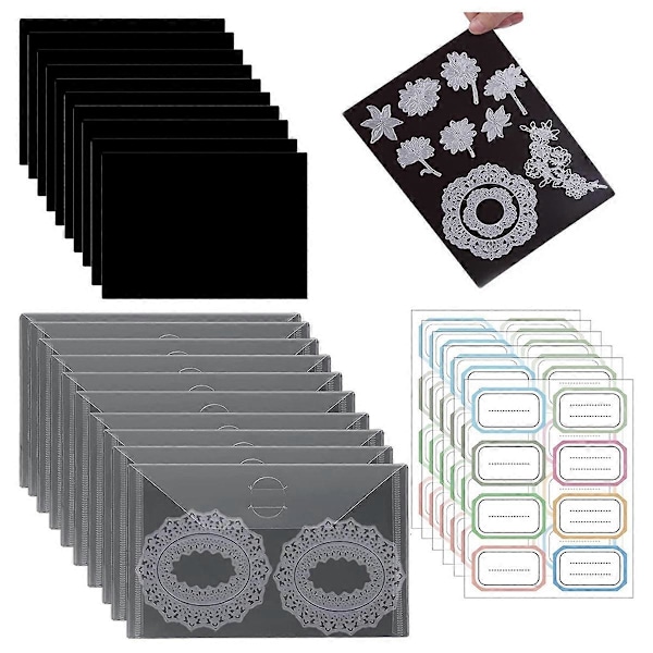 10 st Magnetiska Ark 0,5 mm Tjocklek med 10 st Förvaringspåsar för Kort