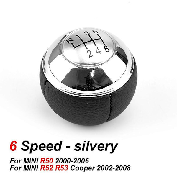 5-växlad manuell växelspaksknopp för Mini R50 2000-2006 Cabrio R52 2002-2008 Silver 6 Speed