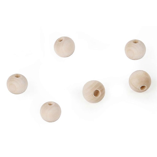 200 st Obehandlade Naturfärgade Runda Kulor Trä Distanspärlor Smycken DIY Fynd Berlocker (16mm)