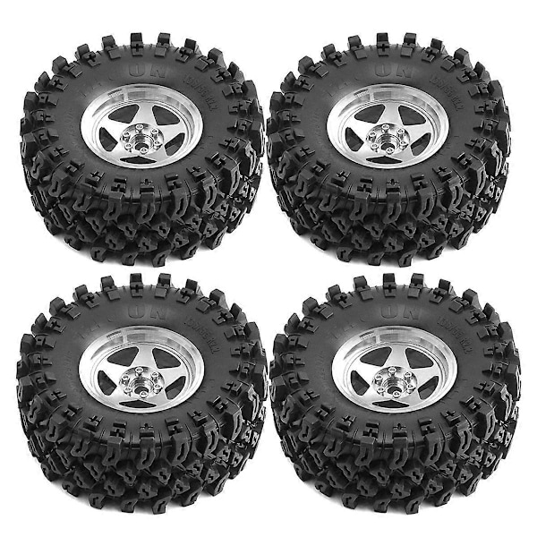 2.2-tums Beadlock Fälg Däck Set för 1/10 RC Crawler Bil Silver