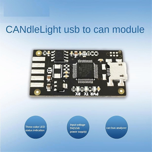 CANdleLight USB till CAN-modul CAN-bussanalysator CAN-felsökningsadapter LED-indikator för analys av CAN-protokoll med öppen källkod