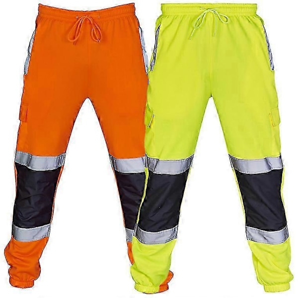 2025 Nya Herr Casual Byxor Splitsad Silver Reflekterande Ränder Dragsko Arbetskläder GREEN S