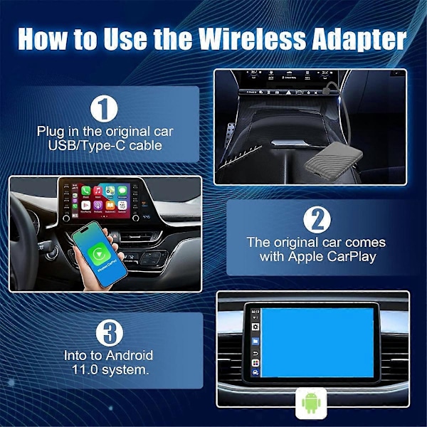 Trådlös Carplay-adapter, trådbunden till trådlös adapter Smart AI-box
