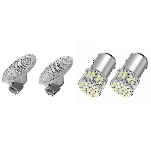 2 st 6000k Vit 1157 50smd Bakbroms Led Lampor Glödlampa 12v Med 2 st Blinkersljus För Corolla/