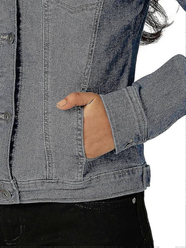 Stretch-jeansjacka för dam, jeansjacka, jeansjacka med knappar Nostalgia blue 2XL