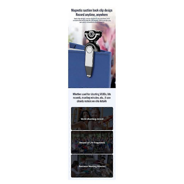 C11 2 i 1 AI Krypterad HD Röst- och Videoinspelare Vidvinkel