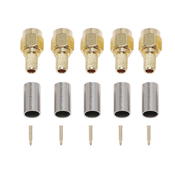 5st SMA Hane Kontakt RF Koaxialkontakt Krymp för RG58 RG142 RG400 LMR195 RG223