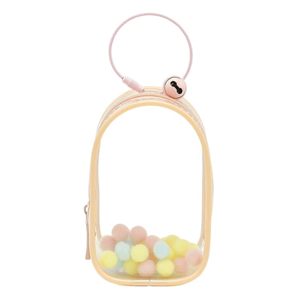 Transparent Dockväska med Dragkedja Dammtät PVC Vattentät Portabel Mini Leksaksförvaring Organizer Bärväska Pink Ellipse