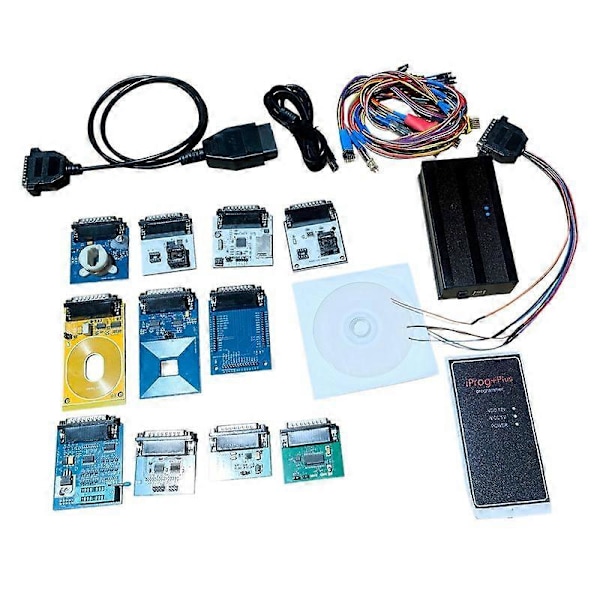 Bilreparationsverktyg Komplett Set Iprog+ Plus 12 Adapter V85 Iprog 777 Bilnyckelprogrammeringsverktyg Stöder IMMO+KM Fram Till 2020