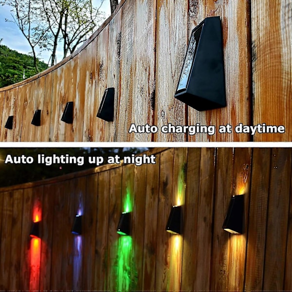 2 kpl aurinkoseinävalaisimia ulkokäyttöön, LED-vedenpitävät aurinkoportaat valot ylös ja alas 7 värin vaihtavat ulkopation valot