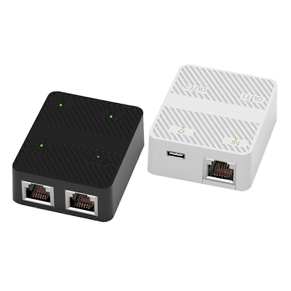 2 Port 100Mbps Netværk Switch RJ45 Netværkskabel Splitter Hvid