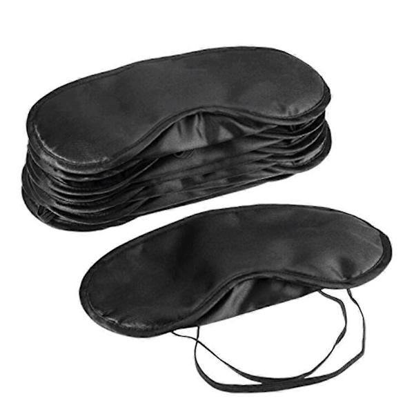 10 stk. Polyester Sovebind Foldbar Skyggeklap Øjenmaske (Sort)