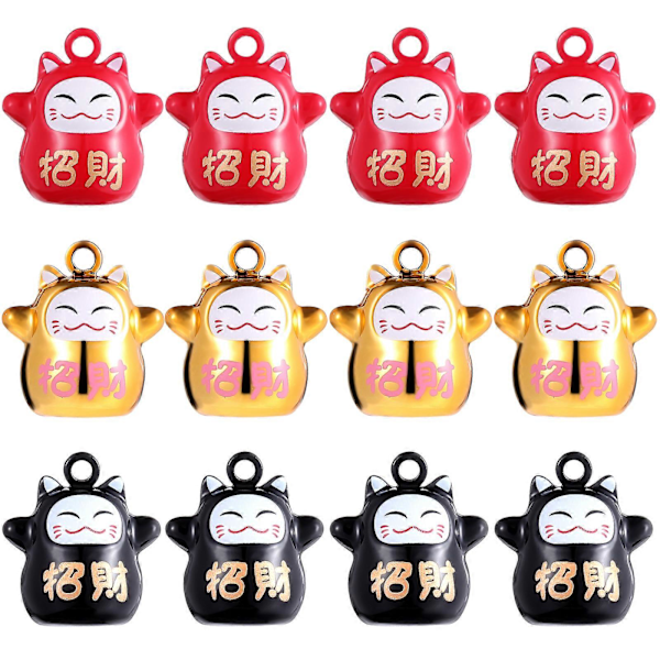18 stk. japanske katteklokker, lykkekatteformede jingle bells-charms til gør-det-selv-håndværk