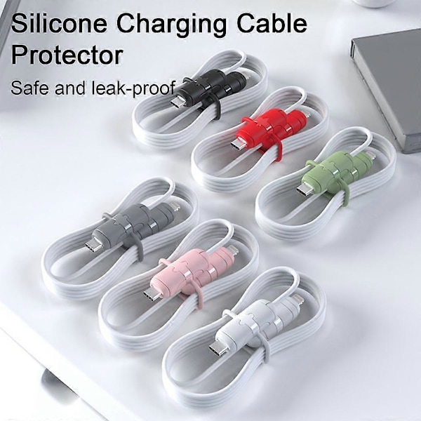 2 kpl Silikoninen Latauskaapelin Suojakotelo Murtumaton Datalinjan Johdon Suoja Käämisuojus Kaapelin Kääre Yhteensopiva Iphone Androidille Typelle Grey Type-C