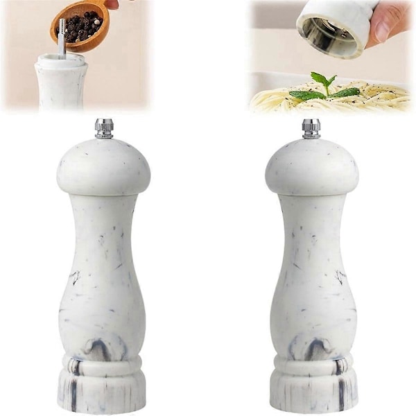 Salt- och pepparkvarnset, imitation marmor, påfyllningsbara kvarnar, 1 st