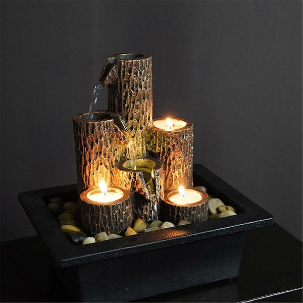 Liten Bordsfontän Rinnande Vatten Ornament Hantverk Ljusstake med Rinnande Vatten