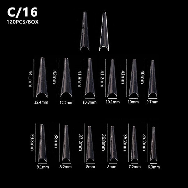 120 st Poly Dual Forms Nagelgel Snabb Byggformar Tips Nagel Förlängningsverktyg Set C