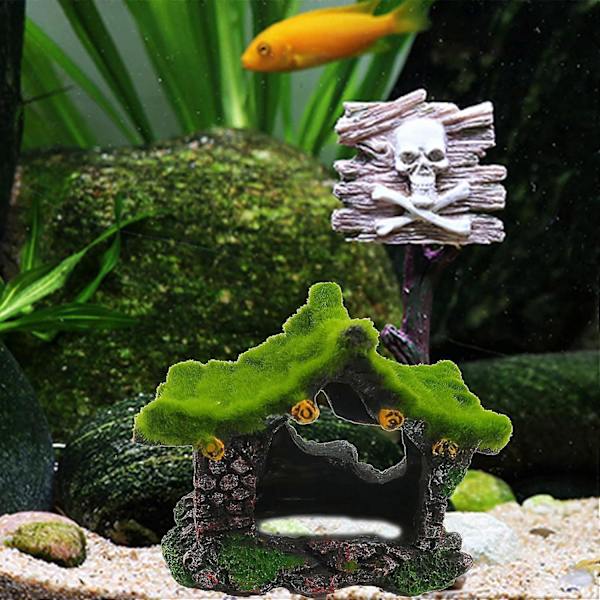 Akvariedekoration Hjemme Resin Hul Skjulested Betta Fisk Drivtømmer Tilbehør Hule Ornament Tank Lille Mos Fisk Skjulested