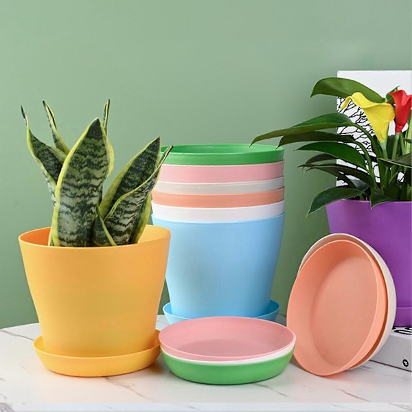 2 st Blomkruka med Fat Stor Öppning PP Dräneringshål Växtbehållare för Balkong Green XS