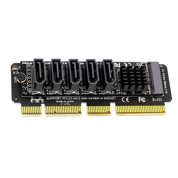 PCI-E til Sata Adapterkort 5 Porte til PCI-E X4 PCI-E X8 PCI-E X16 Support /Windows7/8/10 Multi-Sys