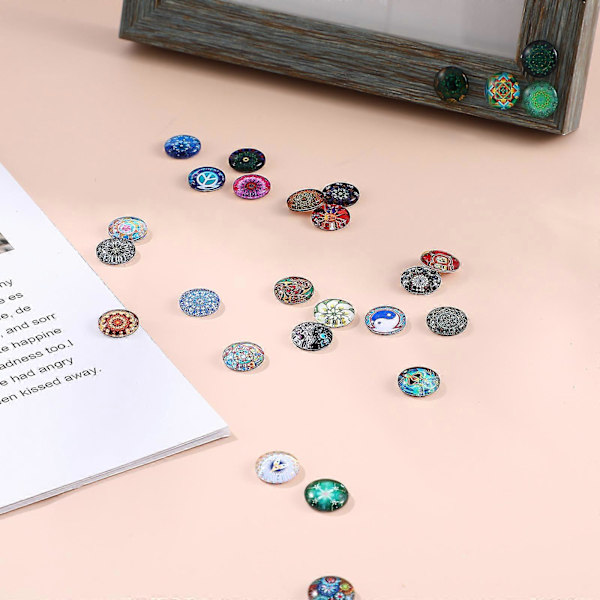 100 st Tryckta Mosaikplattor Glas Cabochons Platt Baksida Halvrunda Kulor Kupolplattor för Hantverksprojekt DIY-tillbehör
