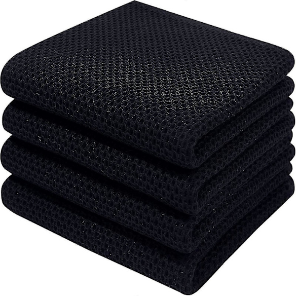 6-pack 100% Bomull Frotté Disktrasor Kök Disk Rengöring Hängögla Black 34*73cm