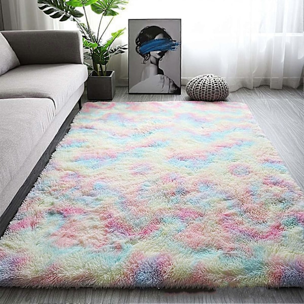 Luddig Matta för Vardagsrum Mjuk Plysch Inomhus Sovrumsmatta Batik Förtjockad Halkfri Fluffig Fuskpälsmatta Barnkammare Barn Pojkar Flickor Rum Golvmatta Camel 60cm