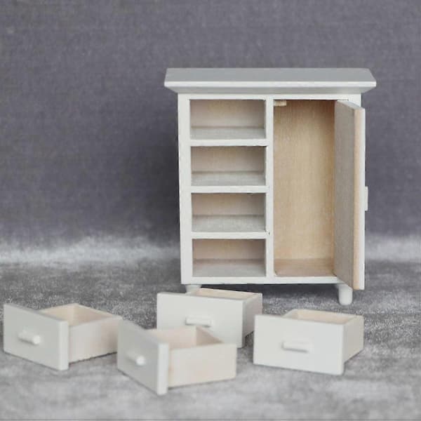 Mini Hus Möbel Lådskåp Trä Möbelmodell Mini Skåp Dekor