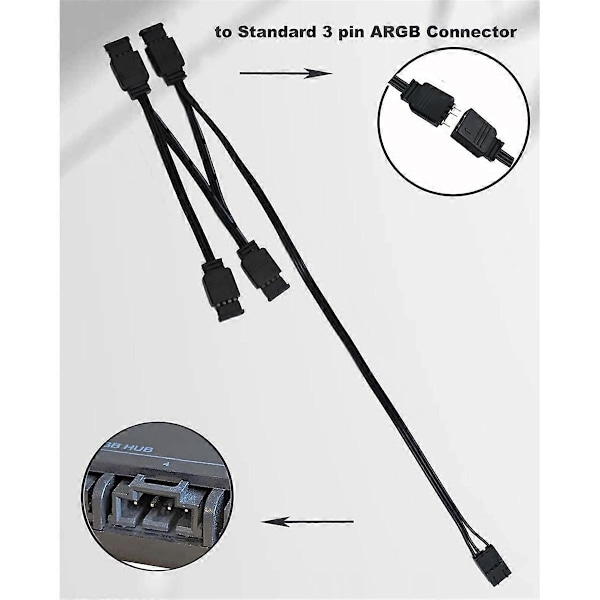 1 til 4 ARGB Splitter Forlængerkabel Tilsluttes til 5V 3-Pin ARGB