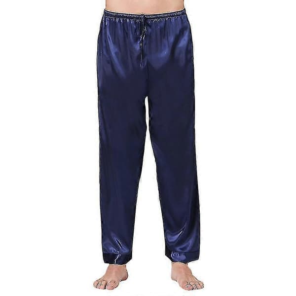 Herr Silke Satin Lång Pyjamas Byxor Underdel Dragsko Pyjamas Sovkläder Nattkläder Byxor Tw Blue 2XL