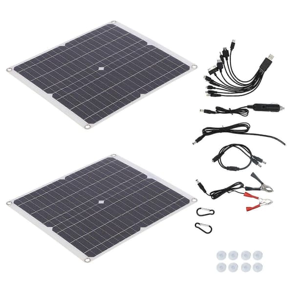 25Wx2 Solpanel Kit 20V Fotovoltaisk Panel Nødoplader til Udendørs Rejser Camping