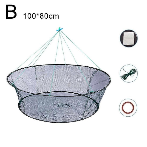 Lös Mun Fällbar Drop Fiske Nät Räkfångare Tank Gjutnät Fiske 80x60cm