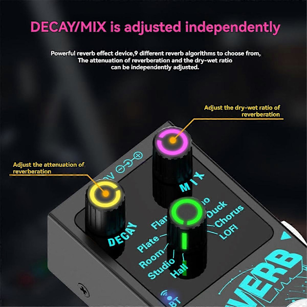 Gitarr Digital Reverb Pedal Inbyggd 9 Digital Reverb Tillbehör
