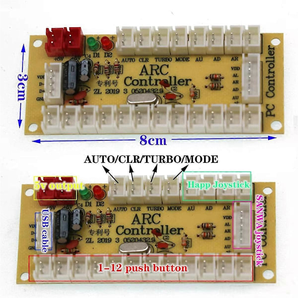 Arcade-pelin tee-se-itse-sarja USB-korttiohjain, A