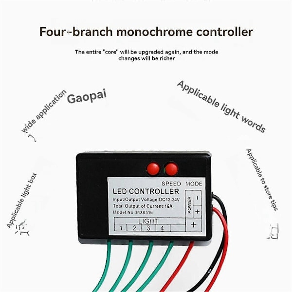 DC12V-24V LED Strip Ljus Kontroller Hopp Vatten Burst Flash Häst Skylt Ljusande Ord Exponerad Ljuslåda RGB Kontroller 4CH