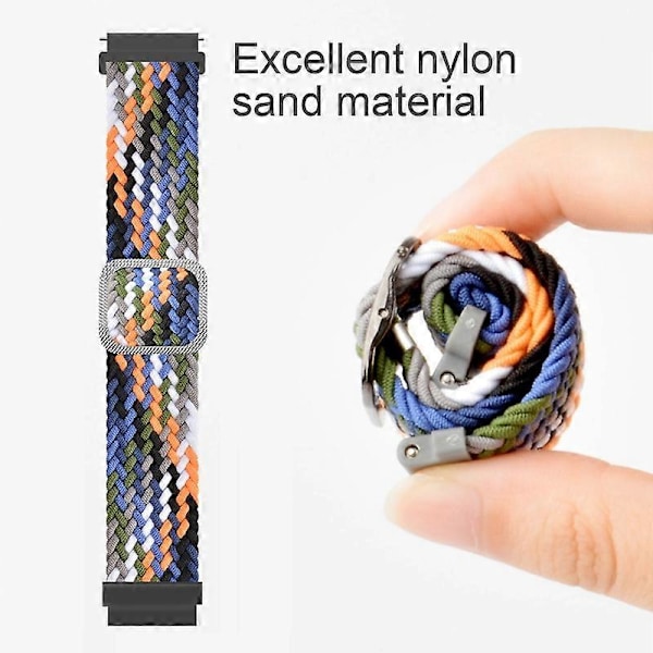 Urrem Elastisk Justerbar Nylon Flettet 20mm/22mm Armbånd Håndledsrem Udskiftning Kompatibel Samsung Rainbow 20 mm