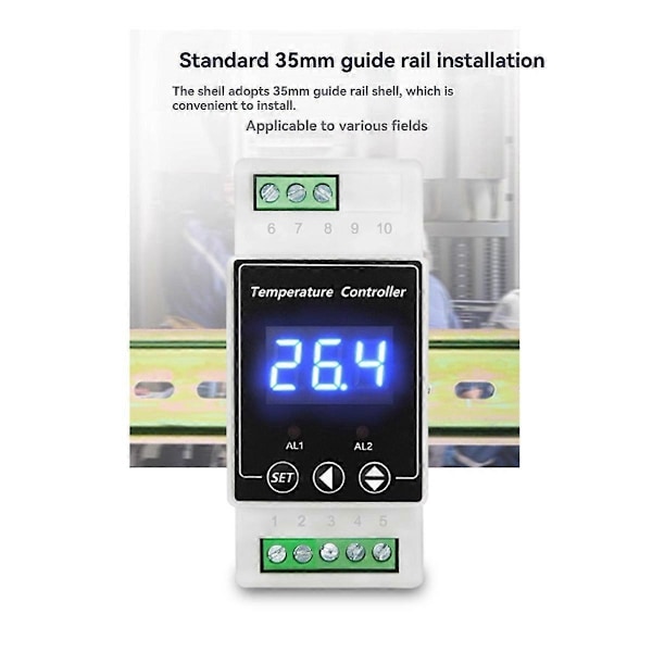 LED-skentermostat AC220V 2-vägsrelä DIN-skenmonterad styrenhet D