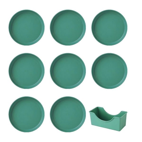 8 st Lätta Plasttallrikar Okrossbara Återanvändbara Mattallrikar Diskmaskinsäkra Färgglada Tallrikar för Kök Vardag Campingtallrikar Green Round