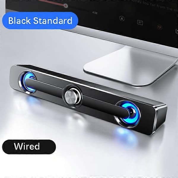 Bluetooth Soundbar Stereo LED Lys Subwoofer Højttaler til Computer TV Telefon White Wired