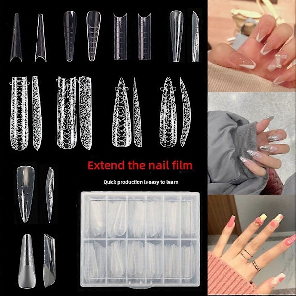 120 st Poly Dual Forms Nagelgel Snabb Byggformar Tips Nagel Förlängningsverktyg Set A